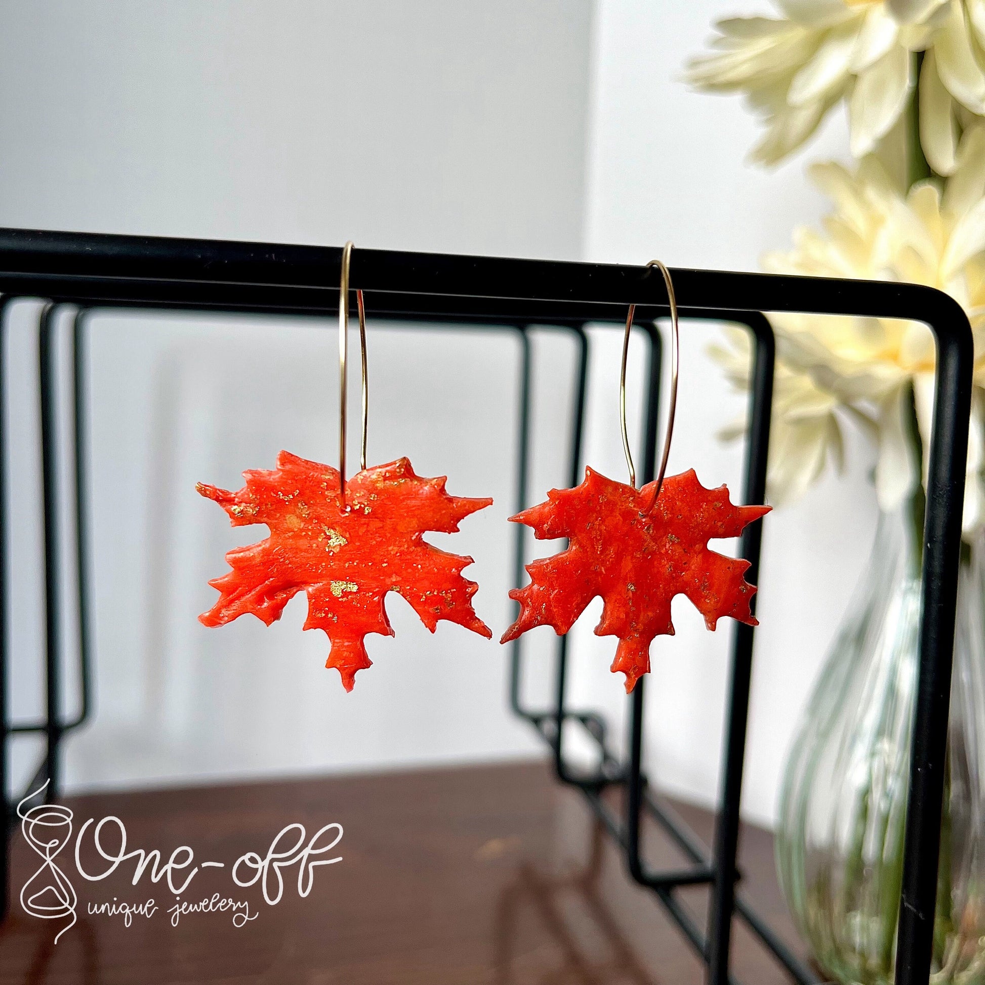 Maple Leaf Dangle Earrings | Autumn Leaves Collection | Handmade Polymer Clay Earrings