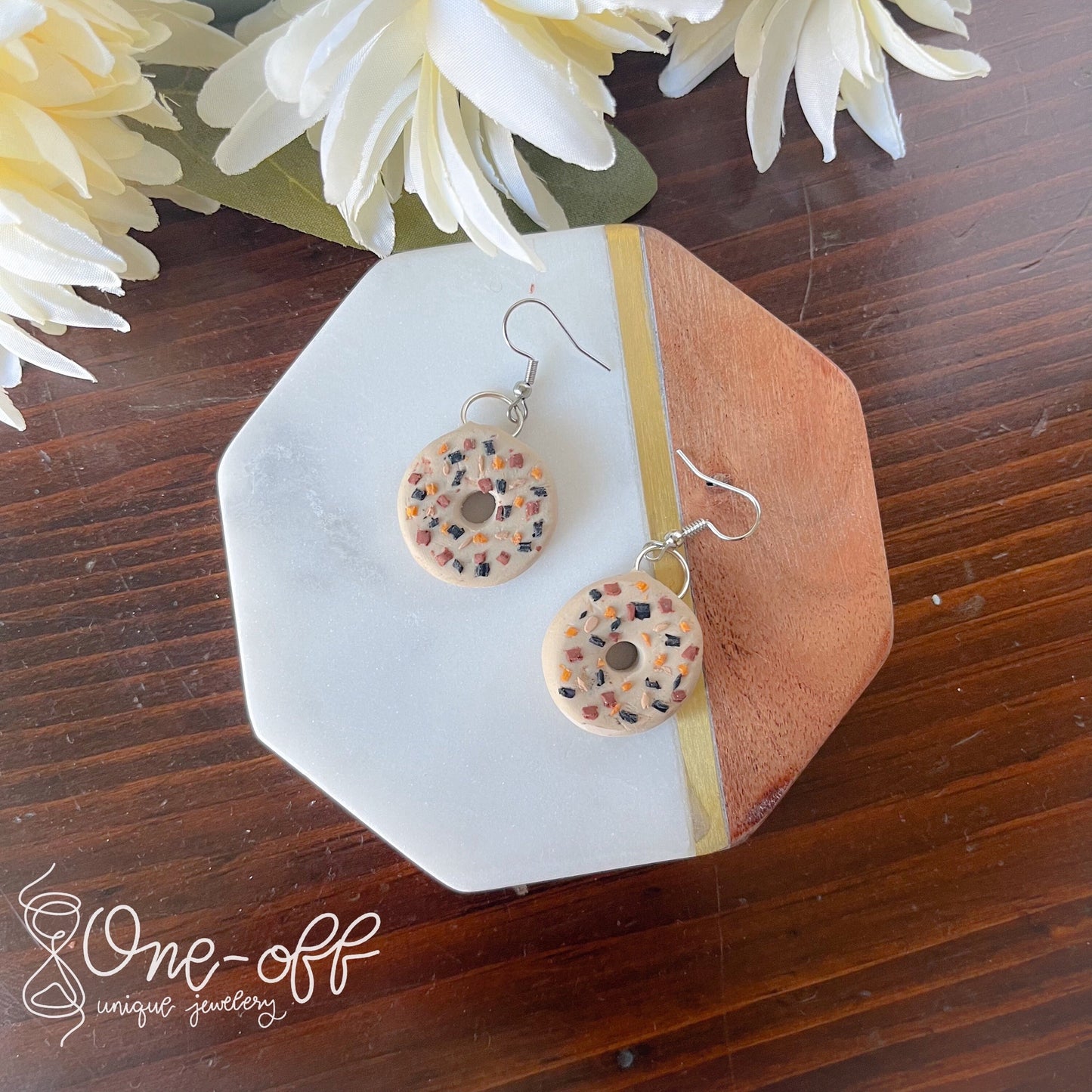 Everything Bagel Earrings | Polymer Clay Dangle Earrings