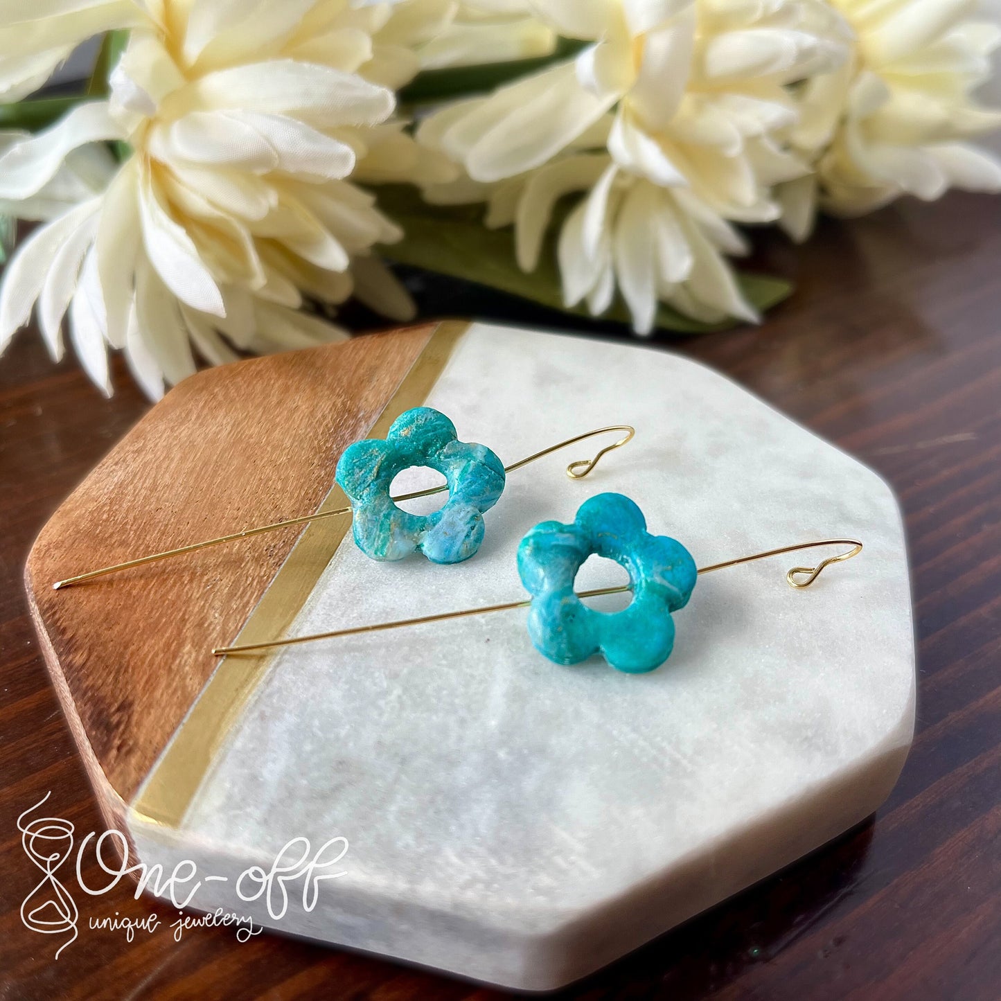 Flower Ear Pins | Ocean Breeze Collection | Polymer Clay Earrings