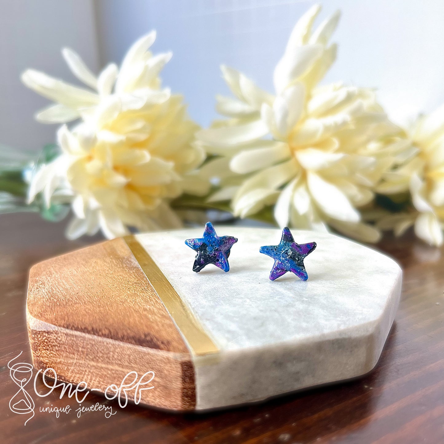 Star Galaxy Studs | Celestial Collection | Handmade Polymer Clay Earrings