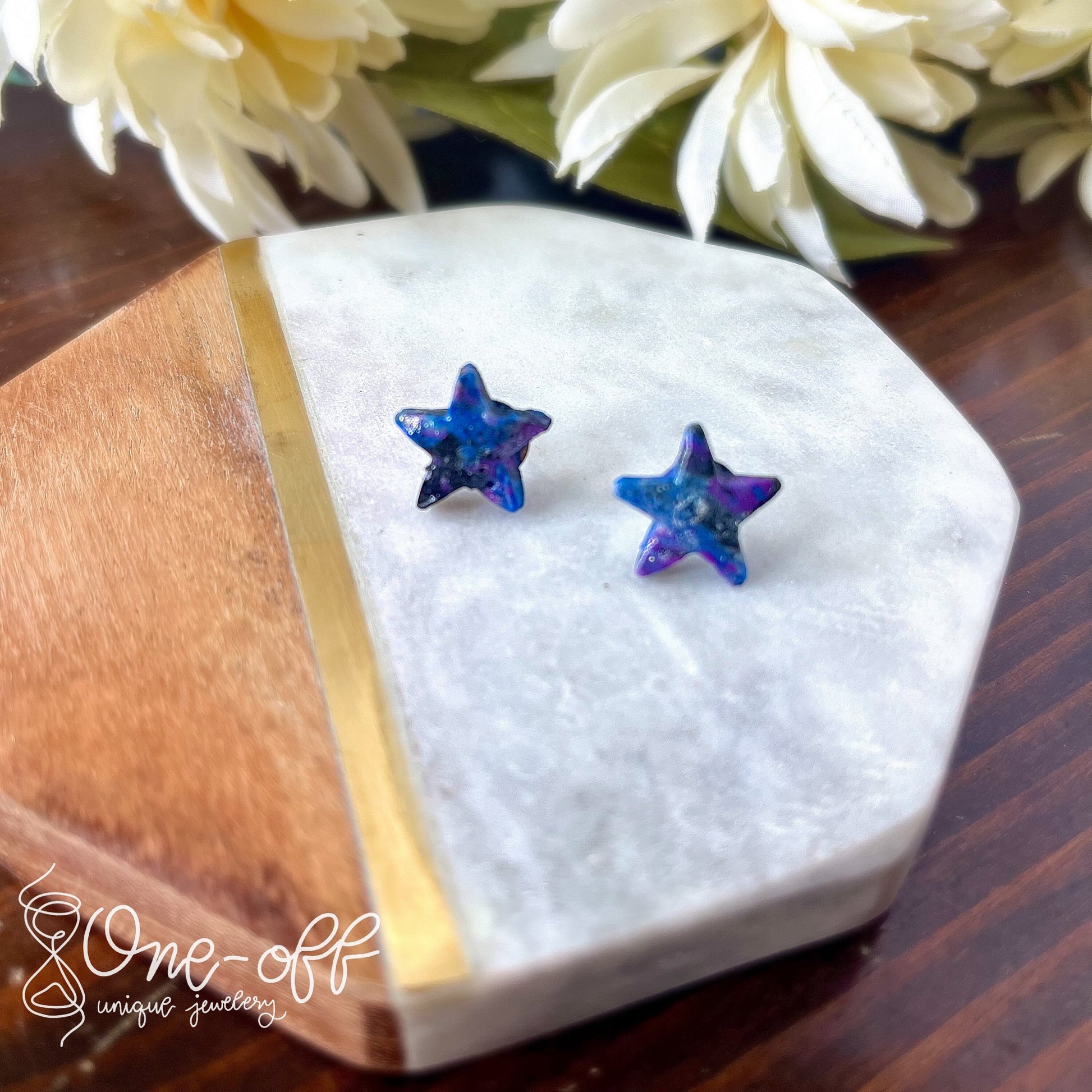 Star Galaxy Studs | Celestial Collection | Handmade Polymer Clay Earrings