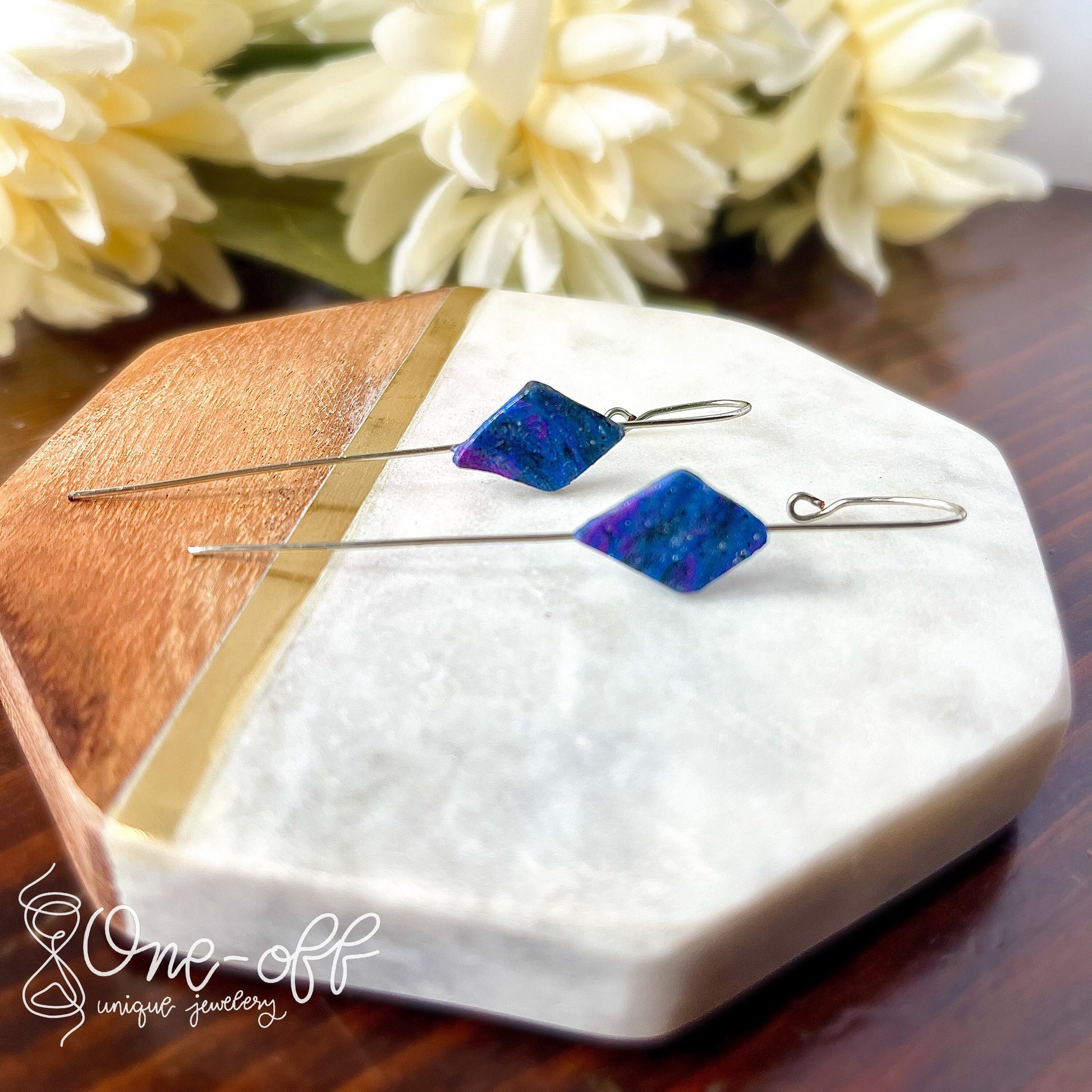 Diamond Galaxy Ear Pins | Celestial Collection | Handmade Polymer Clay Earrings