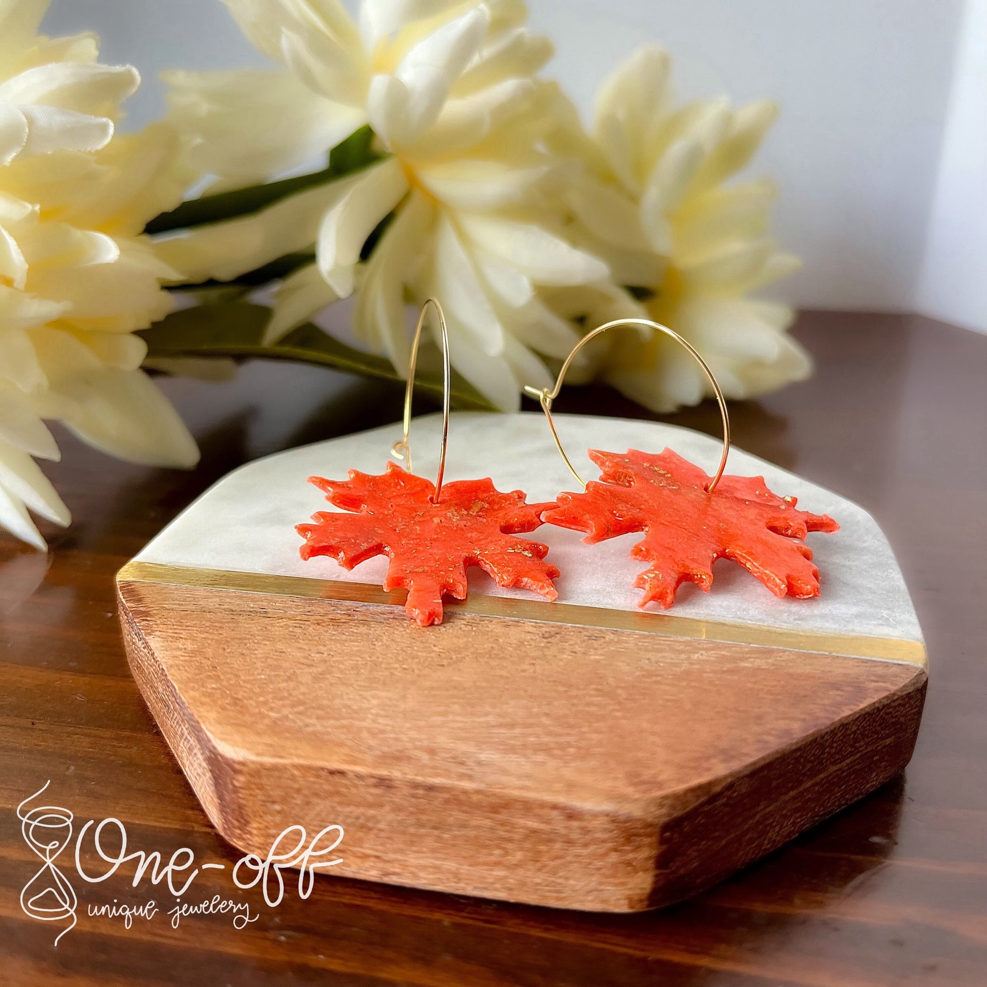 Maple Leaf Dangle Earrings | Autumn Leaves Collection | Handmade Polymer Clay Earrings