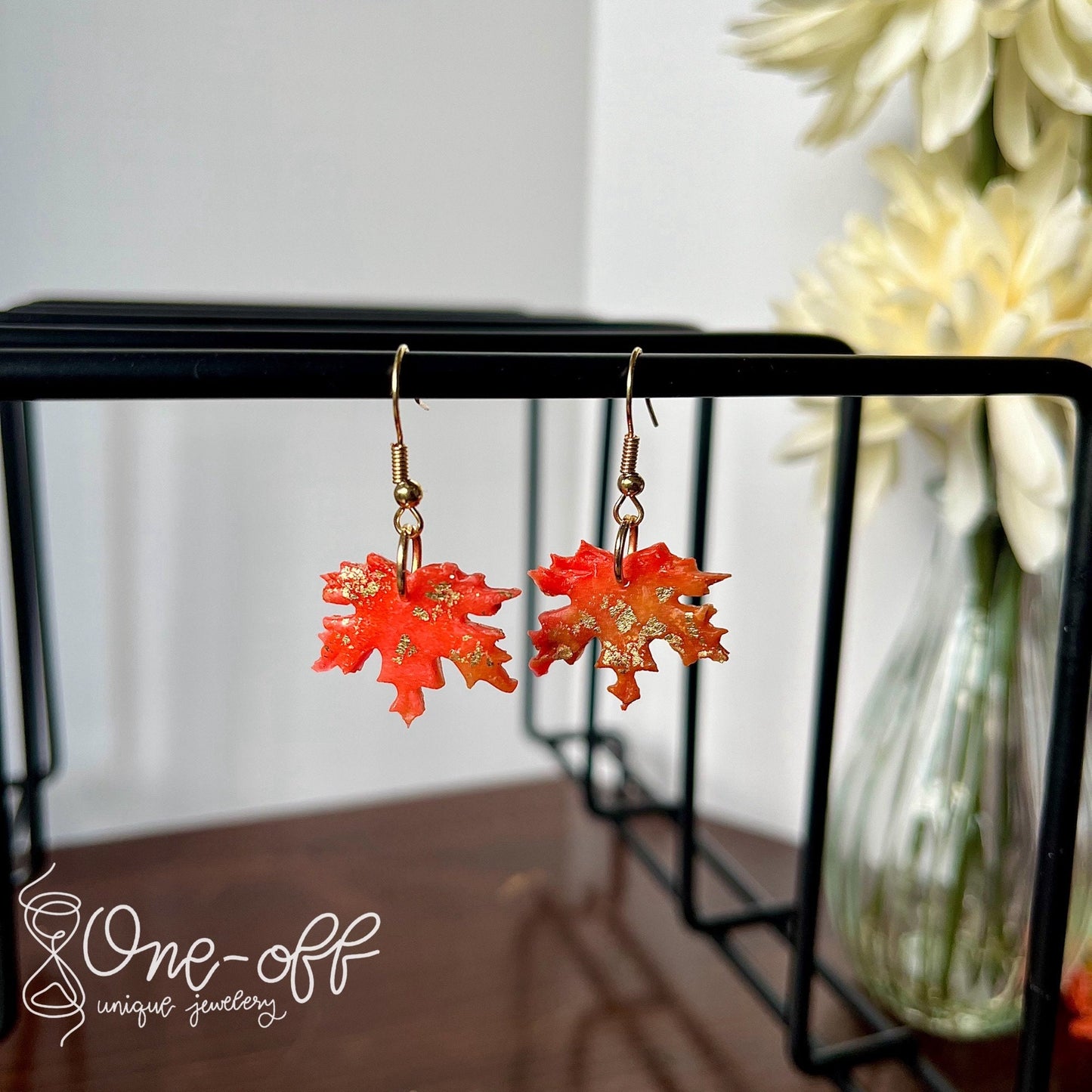 Small Maple Leaf Dangle Earrings | Autumn Leaves Collection | Handmade Polymer Clay Earrings