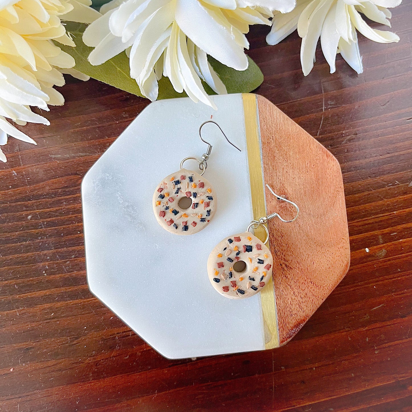 Everything Bagel Earrings | Polymer Clay Dangle Earrings