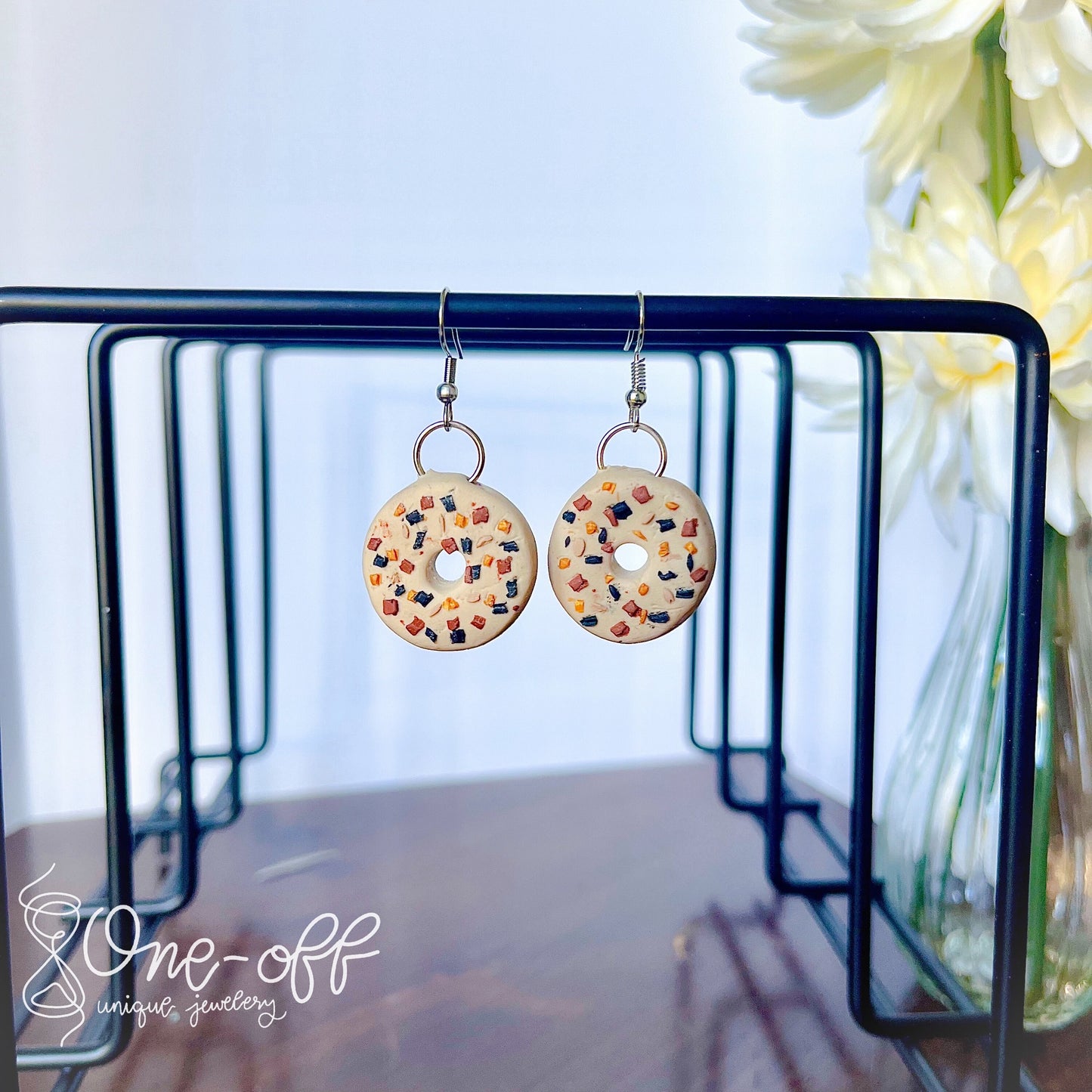 Everything Bagel Earrings | Polymer Clay Dangle Earrings