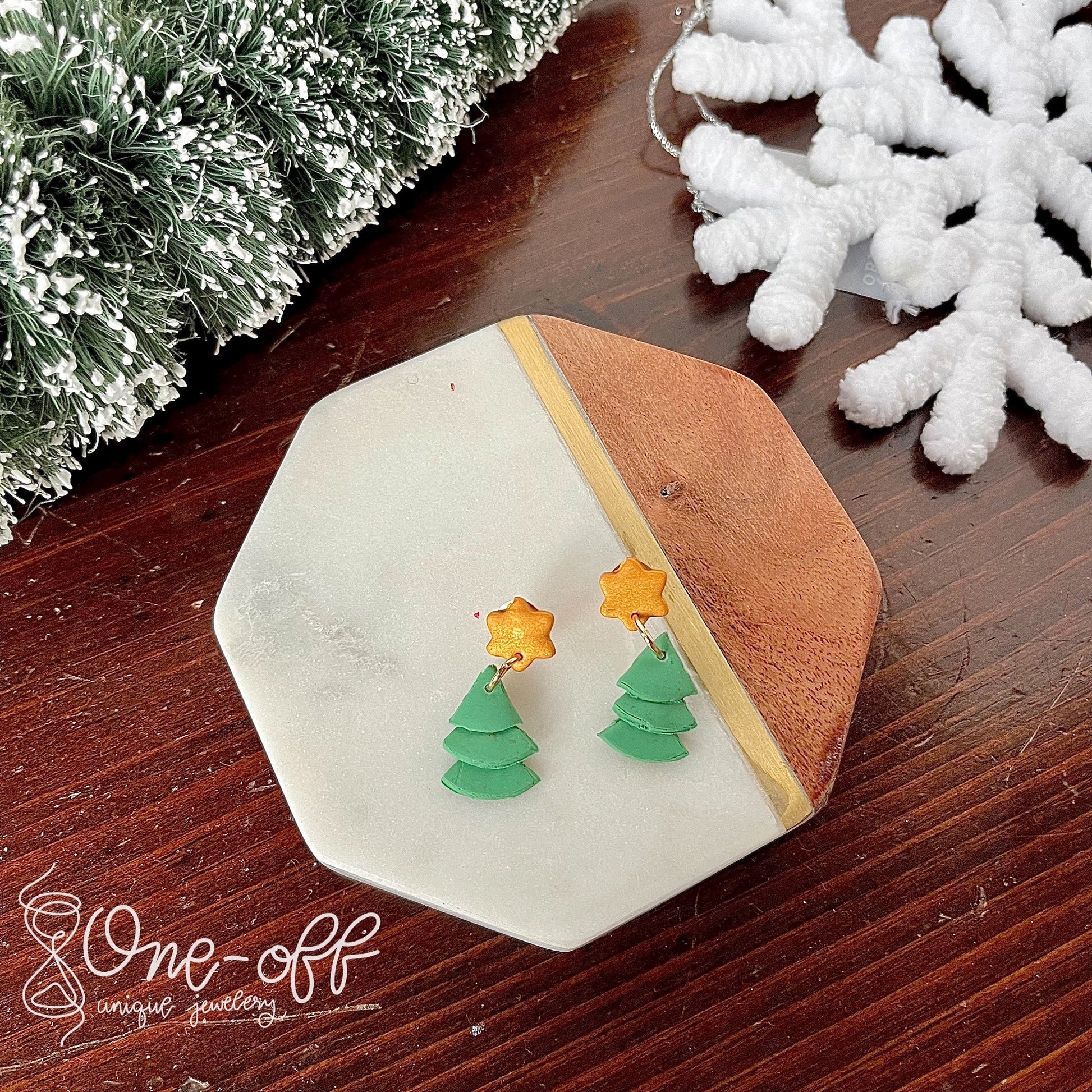 Christmas Tree Earrings | Winter Collection | Lightweight Unique Polymer Clay Earrings