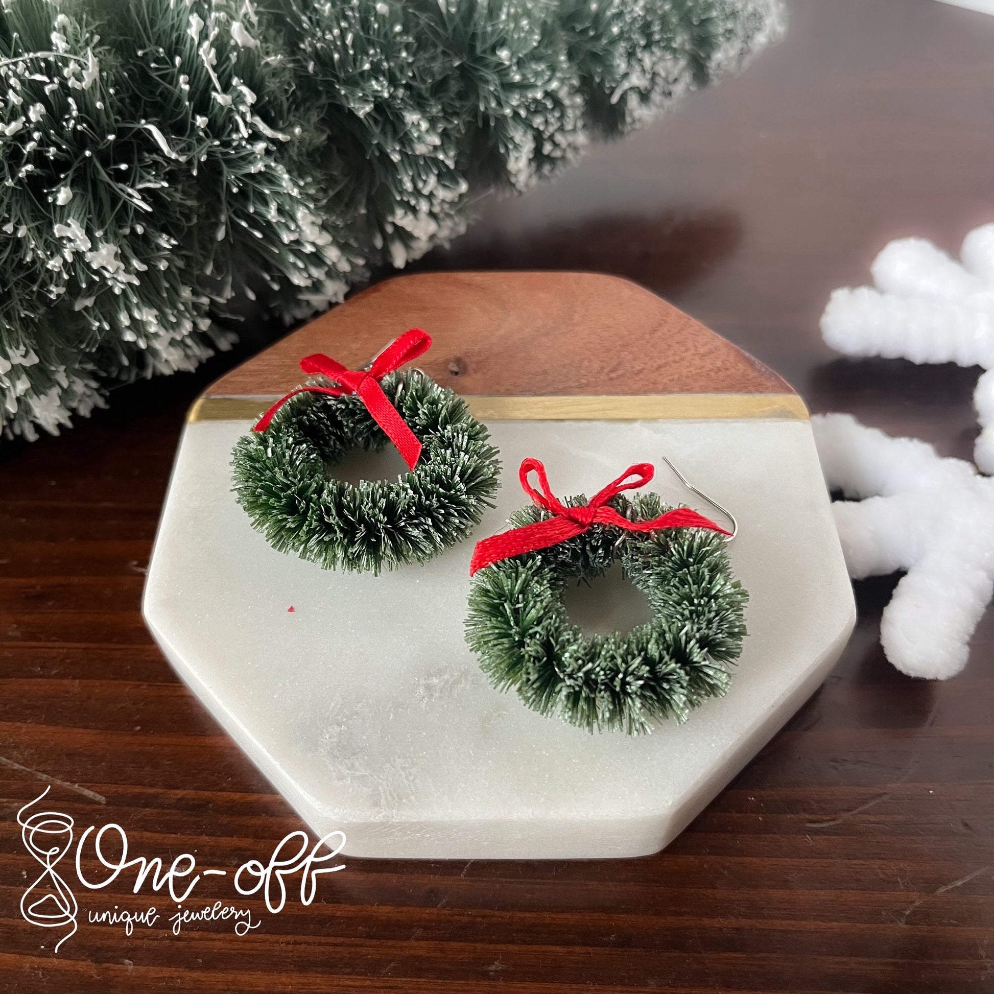 Christmas Wreath Earrings | Winter Collection | Lightweight Unique Polymer Clay Earrings