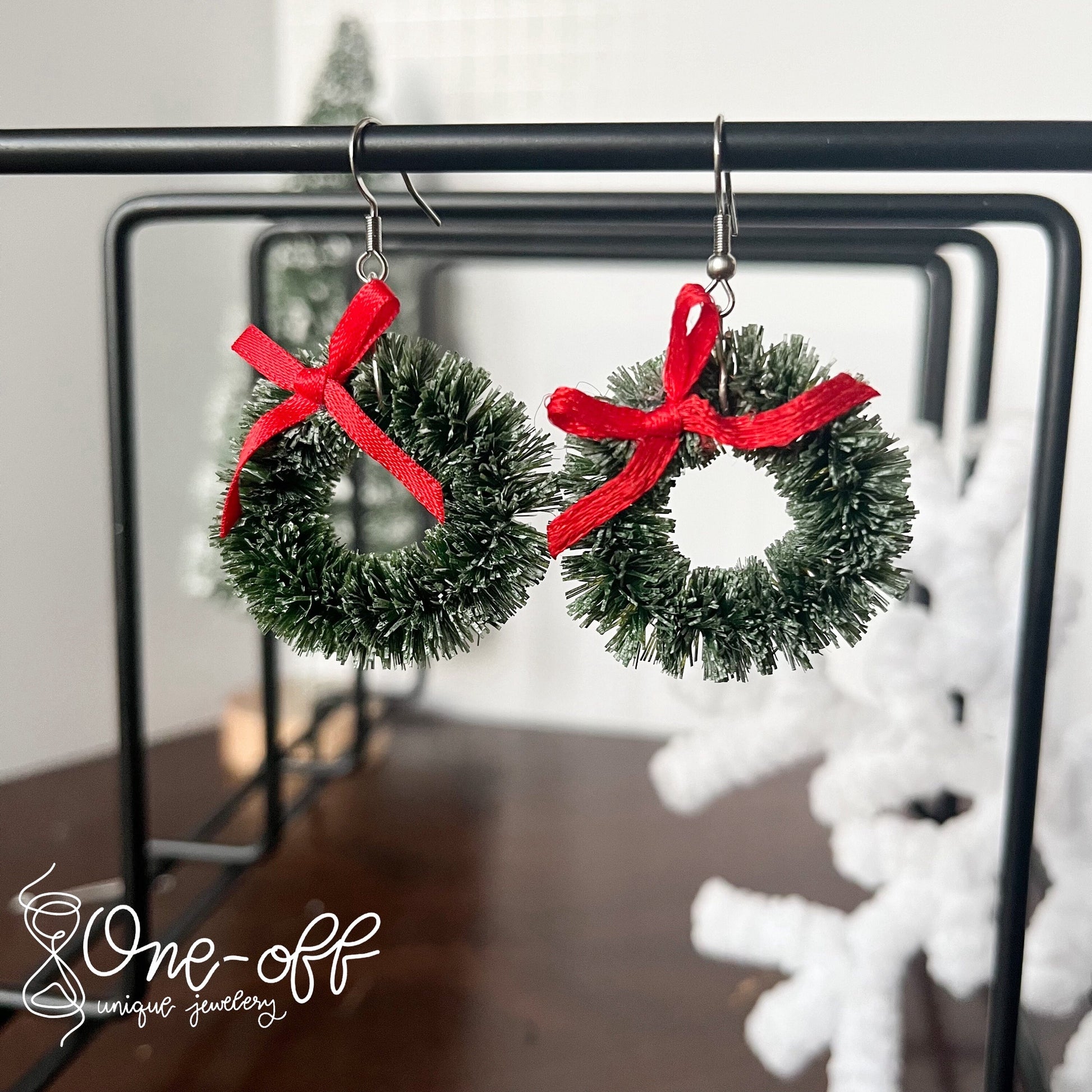 Christmas Wreath Earrings | Winter Collection | Lightweight Unique Polymer Clay Earrings