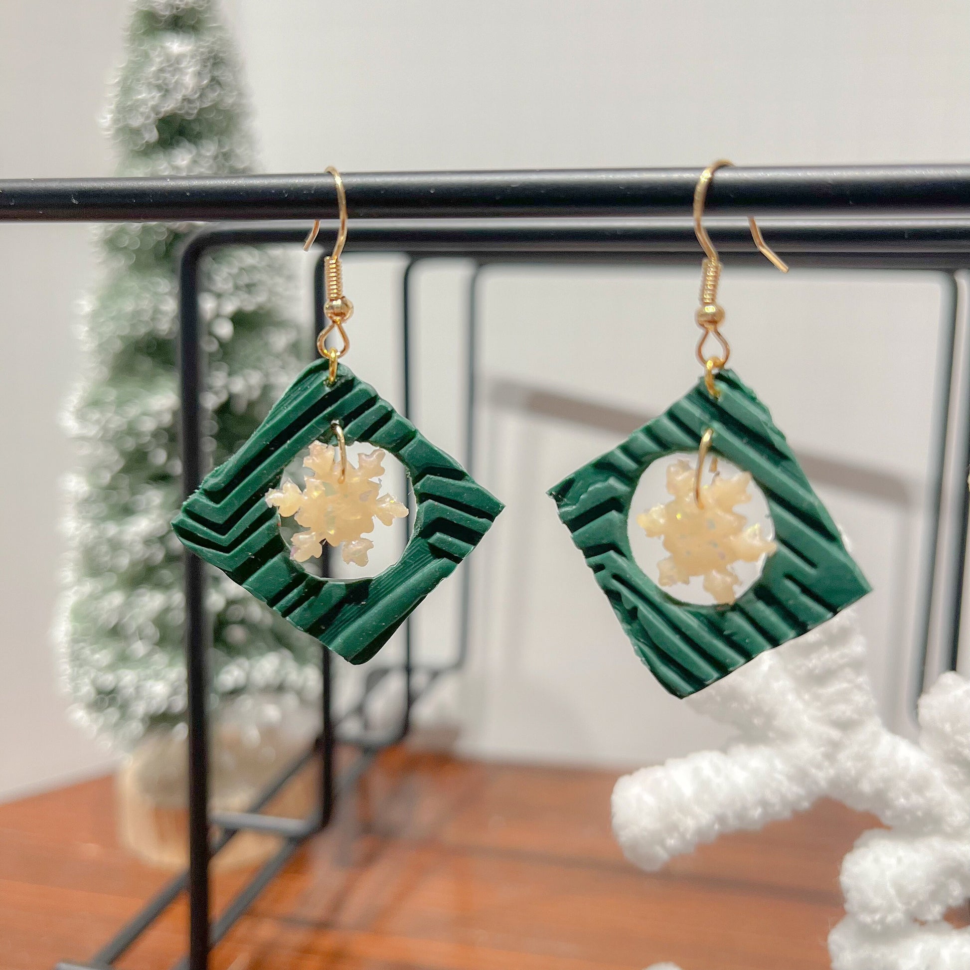 Snowflake Cutout Earrings | Winter Collection | Lightweight Unique Polymer Clay Earrings