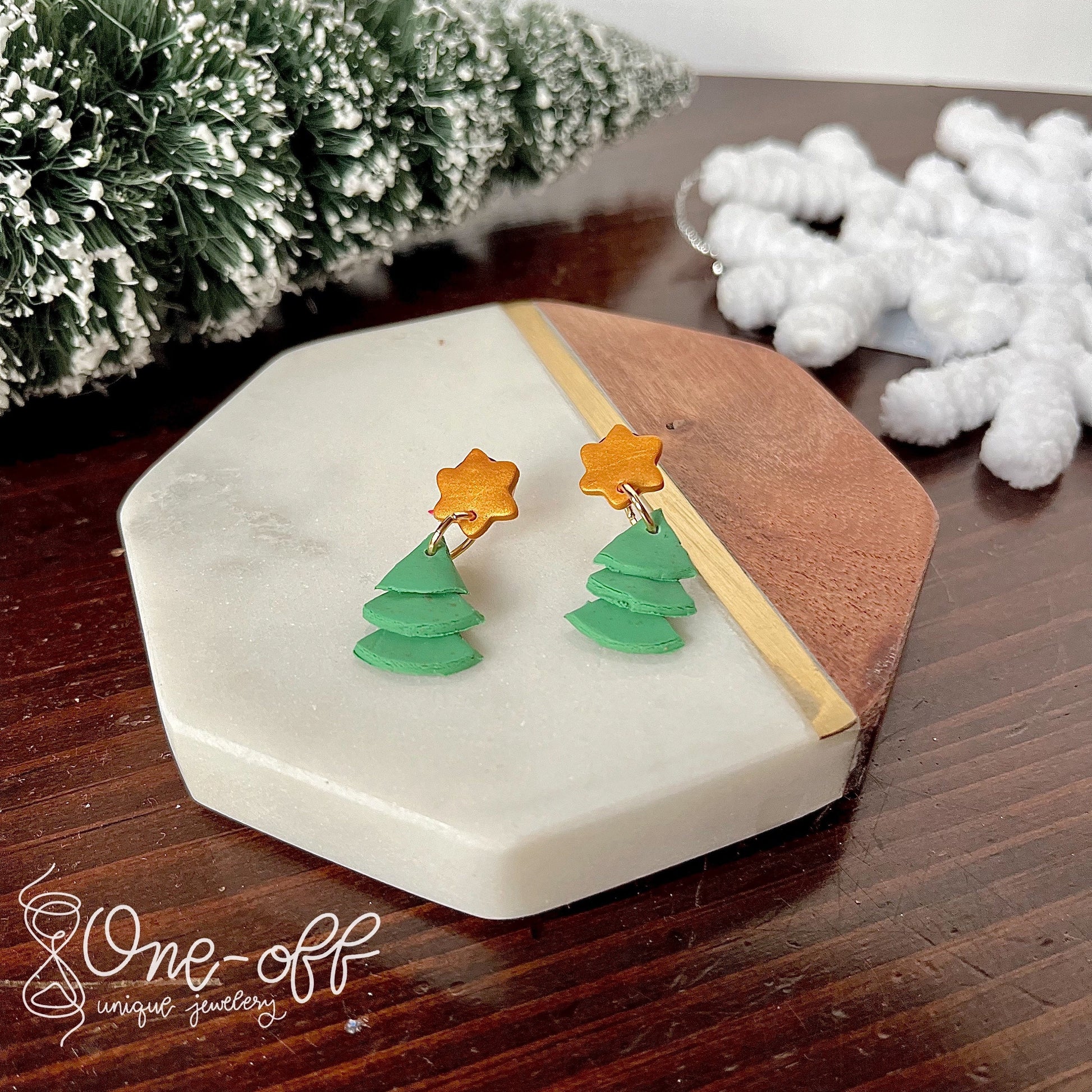 Christmas Tree Earrings | Winter Collection | Lightweight Unique Polymer Clay Earrings