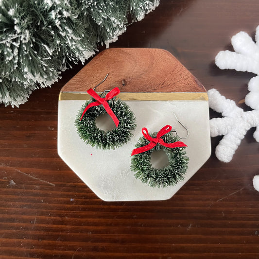 Christmas Wreath Earrings | Winter Collection | Lightweight Unique Polymer Clay Earrings