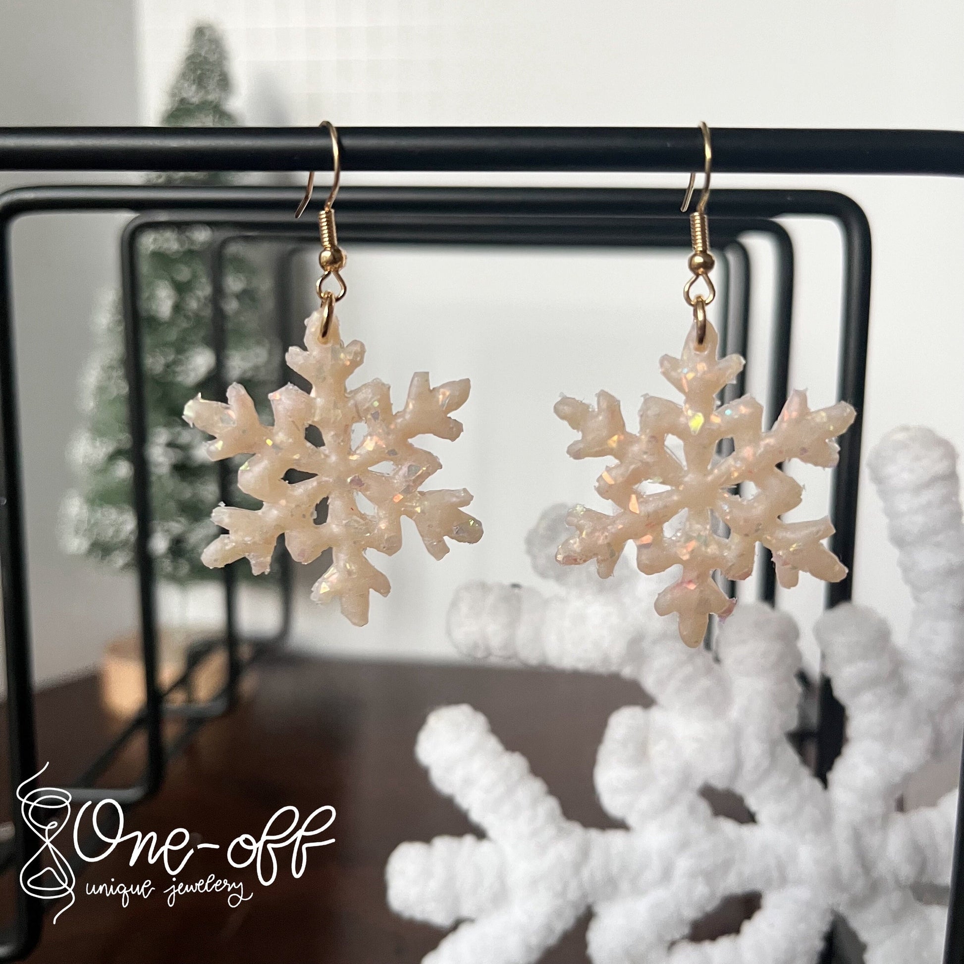 Opal Clay Snowflake Earrings | Winter Collection | Lightweight Unique Polymer Clay Earrings