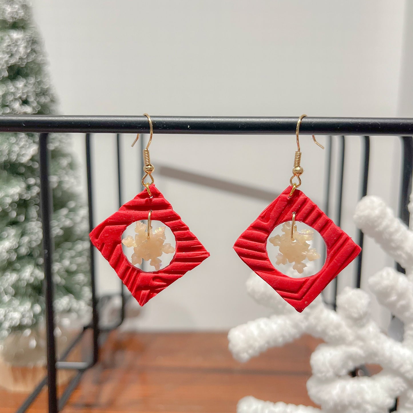 Snowflake Cutout Earrings | Winter Collection | Lightweight Unique Polymer Clay Earrings