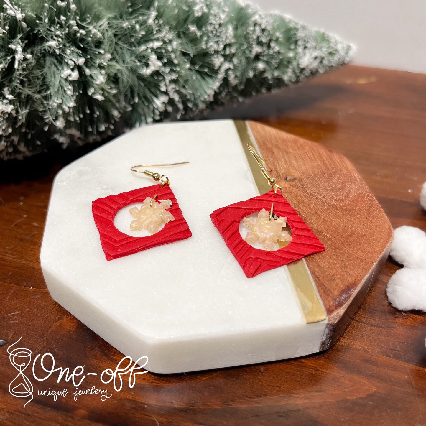 Snowflake Cutout Earrings | Winter Collection | Lightweight Unique Polymer Clay Earrings